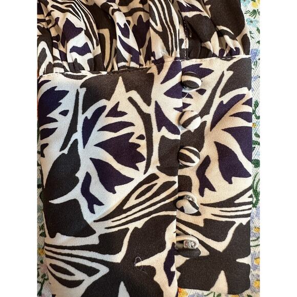 NEW Banana Republic Small Top Blouse True Wrap Black & Cream Washable $85 - Picture 6 of 7